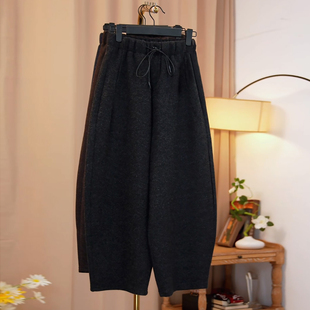 Ader加绒加厚糯米九分裤女2026春季新款百搭显瘦保暖弯刀休闲裤子