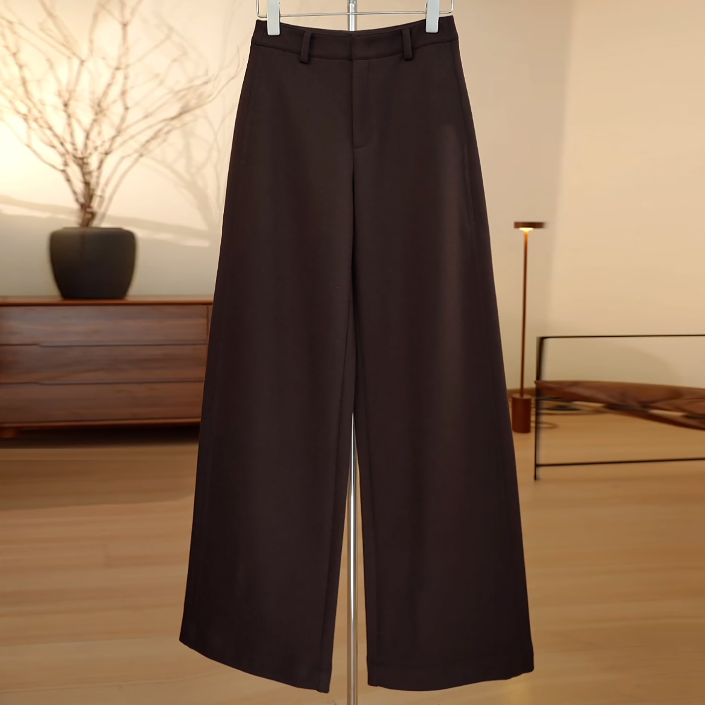 咖色气质百搭绵羊毛保暖休闲裤