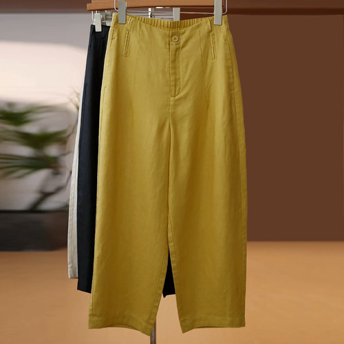 天丝亚麻九分轻薄舒适九分休闲裤