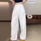 Ader时尚 高腰宽松遮胯镰刀裤 洋气白色弯刀休闲裤 女2026年早春薄款