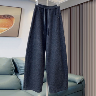 Ader醋酸羊毛加绒加厚弯刀裤女2025冬季新款百搭显瘦保暖休闲裤子