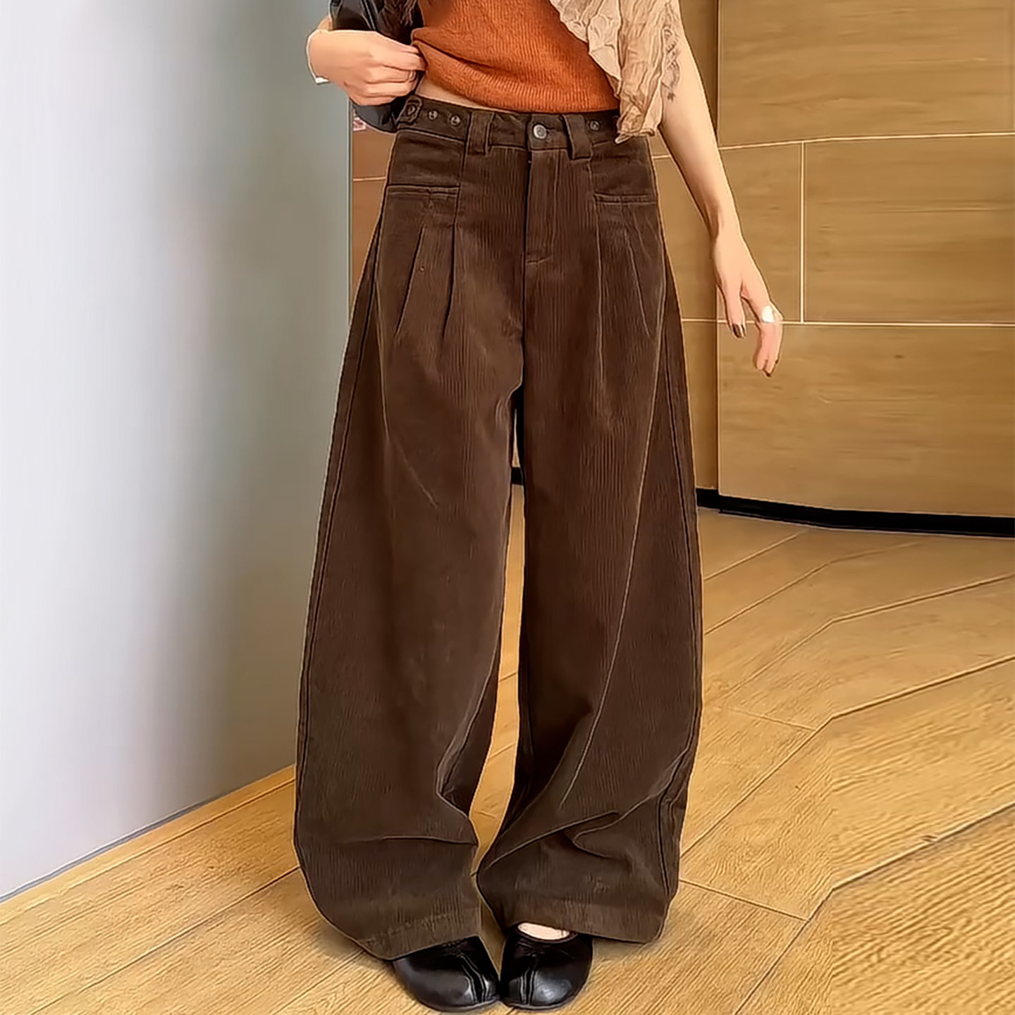 Ader慵懒复古风休闲裤女2026秋冬新款宽松垂感藏胯显瘦阔腿拖地裤