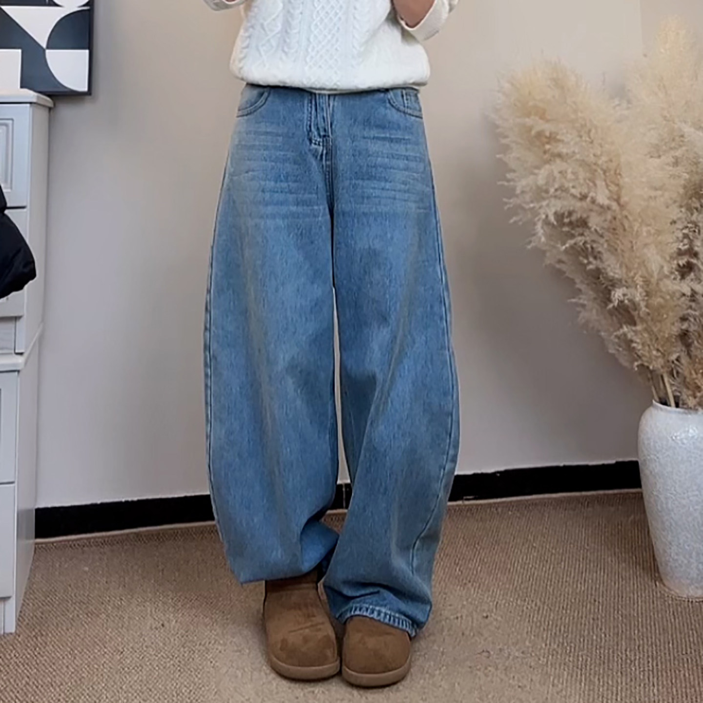 Ader阔腿牛仔裤女2026春季新款时尚百搭高腰显瘦复古水洗弯刀裤潮,女装/女士精品,大码裤装,淘宝优惠券,粉丝福利购,淘宝优惠卷