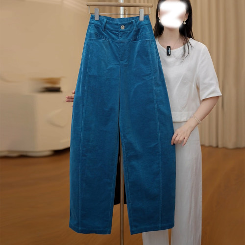 舒适高腰宽松垂感时髦阔腿弯刀裤