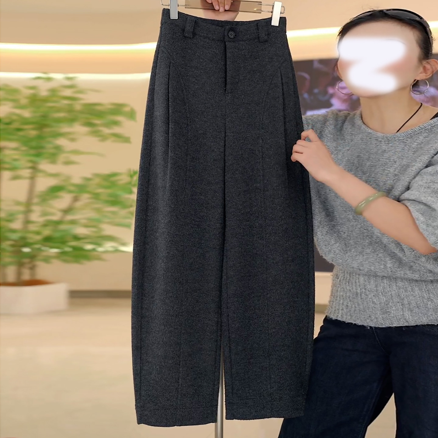 Ader休闲裤女2026春季新款气质高腰窄版阔腿垂感百搭显瘦弯刀裤,女装/女士精品,大码裤装,淘宝优惠券,粉丝福利购,淘宝优惠卷