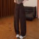 女2026春季 新款 棕色灯芯绒时尚 Ader休闲裤 百搭遮胯显瘦阔腿弯刀裤