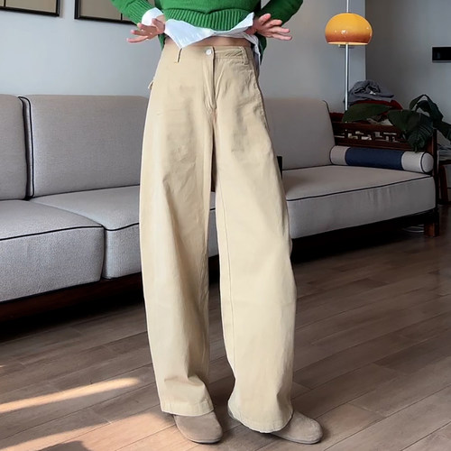 气质简约通勤百搭显瘦休闲弯刀裤