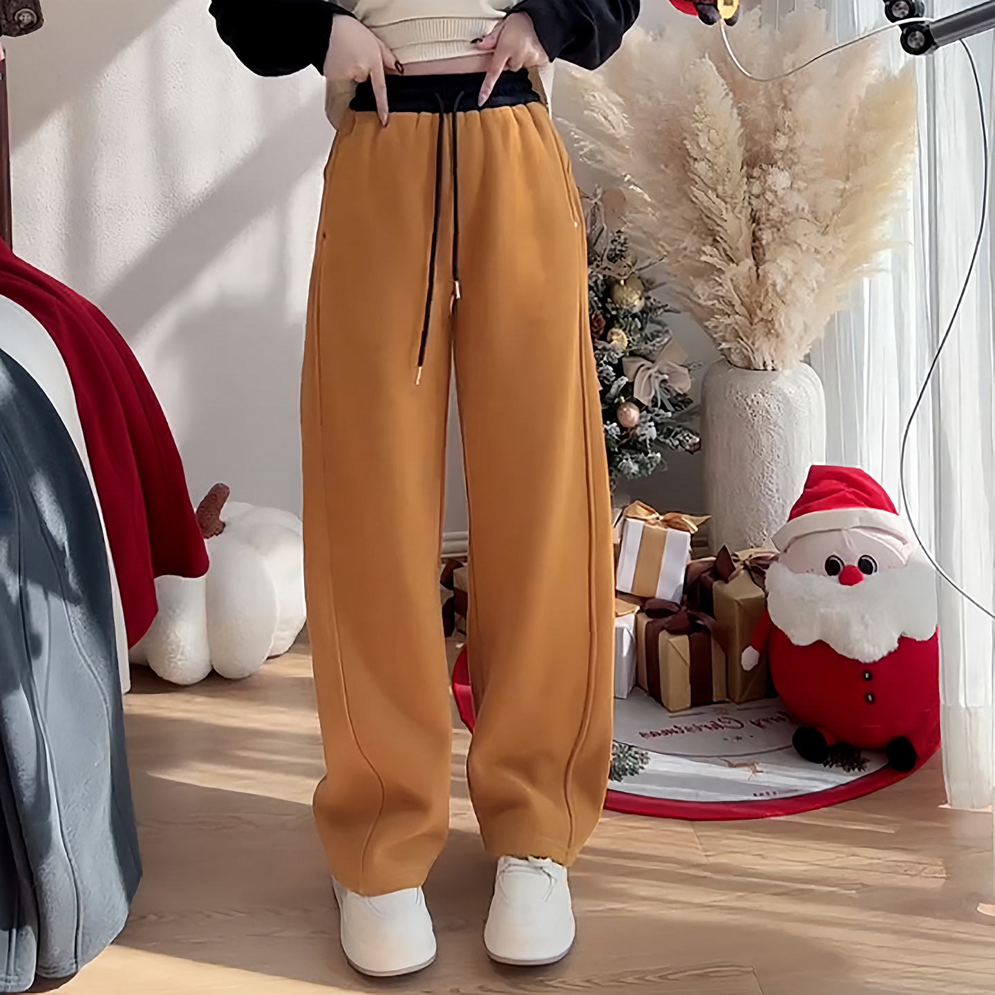 Ader松紧腰抽绳运动香蕉卫裤女2026春季新款百搭显瘦垂感休闲裤潮,女装/女士精品,大码裤装,淘宝优惠券,粉丝福利购,淘宝优惠卷