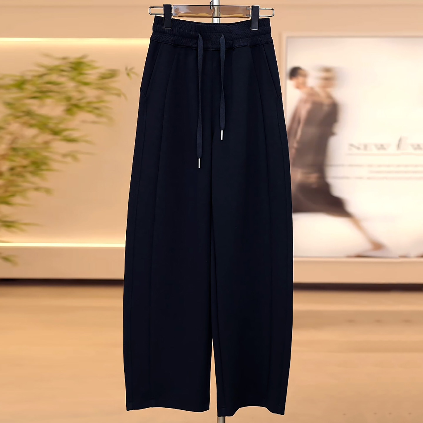 百搭显瘦藏青色加密加厚弯刀裤