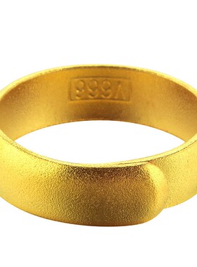 网红爆款千足纯真黄金色戒指越南沙金光面情侣男女礼物开口可调节