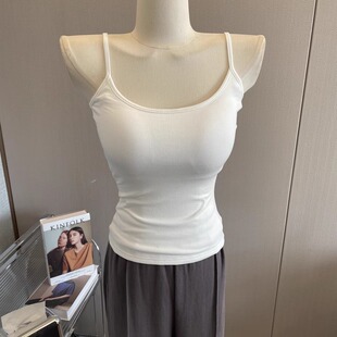 防透 可拆卸胸垫紧身吊带背心纯欲弹力外穿上衣内搭打底 人手N件