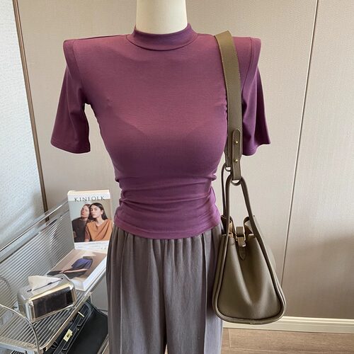 韩版短袖T恤女修身打底上衣薄款