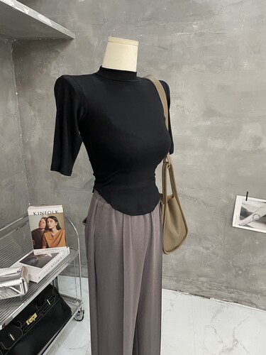 短袖纯欲薄款紧身T恤打底上衣夏