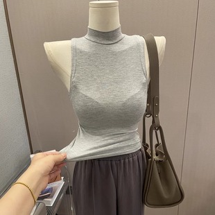打底衫 回馈款 背心女百搭简约修身 半高领无袖 女内搭2025春新 韩式
