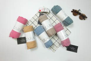 【清仓】z家扎染森女文艺亚麻围巾 春季纯色小清新长款丝巾披肩女