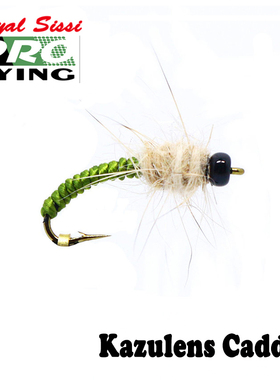 Royal Sissi手工绑制成品飞钓钩 12#caddis若虫毛钩 多功能长柄钩