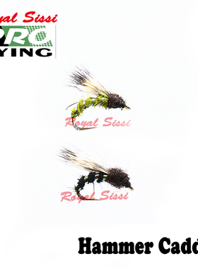 Royal Sissi水面系路亚飞蝇饵 纳米钩16#caddis石蛾仿生飞钓毛钩