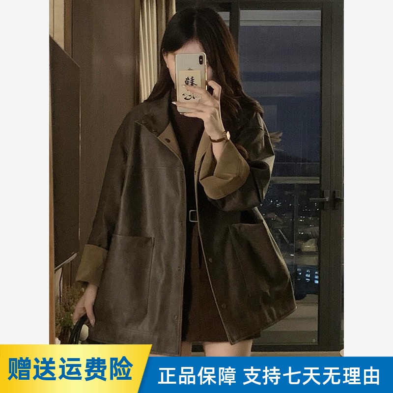 大码高级感皮衣外套女2025新款秋季时髦洋气夹克胖MM遮肉显瘦上衣
