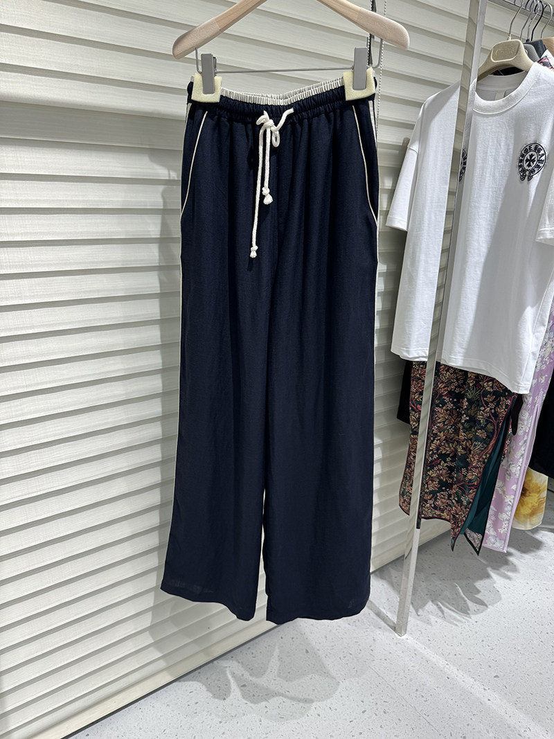 我爱119 强推荐 超舒服白边丝麻休闲阔腿裤