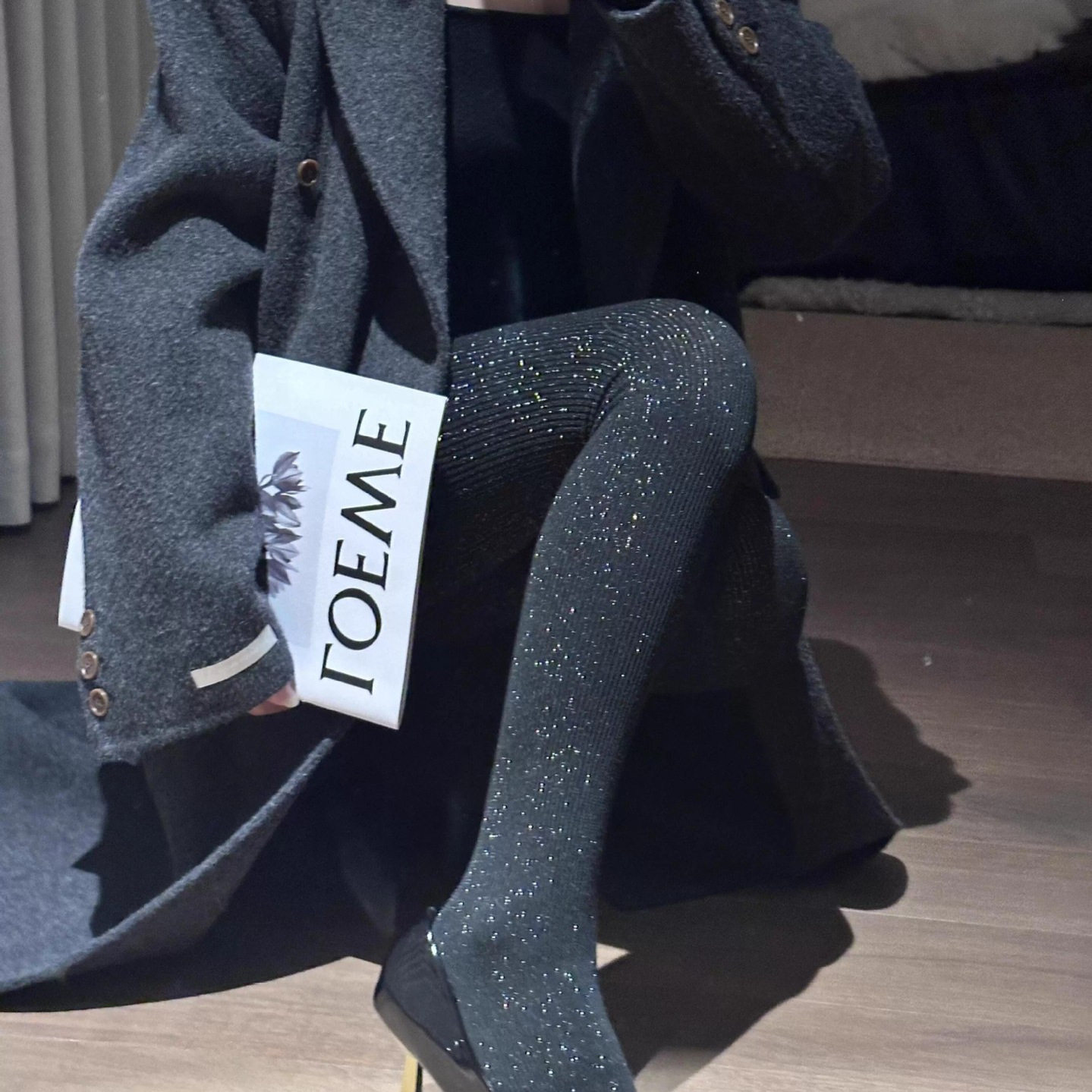 打底丝袜光腿神器女春秋款珠光银丝细闪条纹美腿微压微透外穿连裤