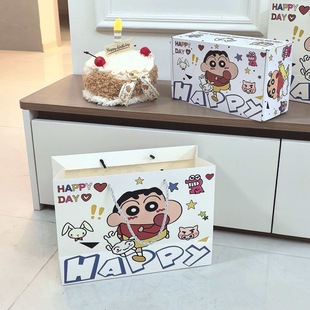 蜡笔小新大尺寸飞机盒包装盒加硬加厚空盒带袋子礼品盒可爱礼物袋