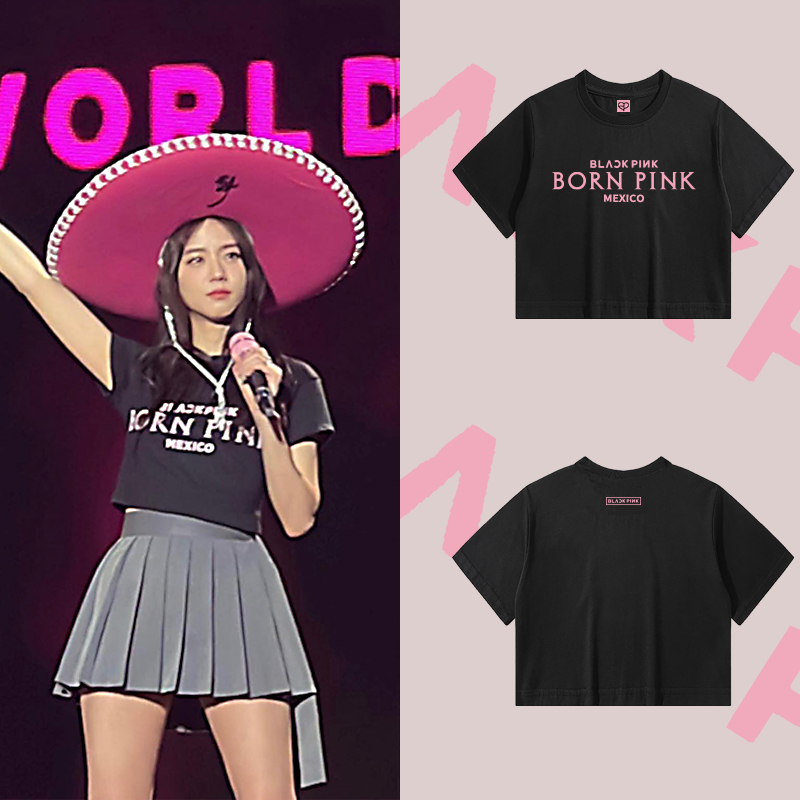 金智秀同款bornpink墨西哥演唱会周边BLACKPINK应援服lisa短袖 女装/女士精品 T恤 原图主图