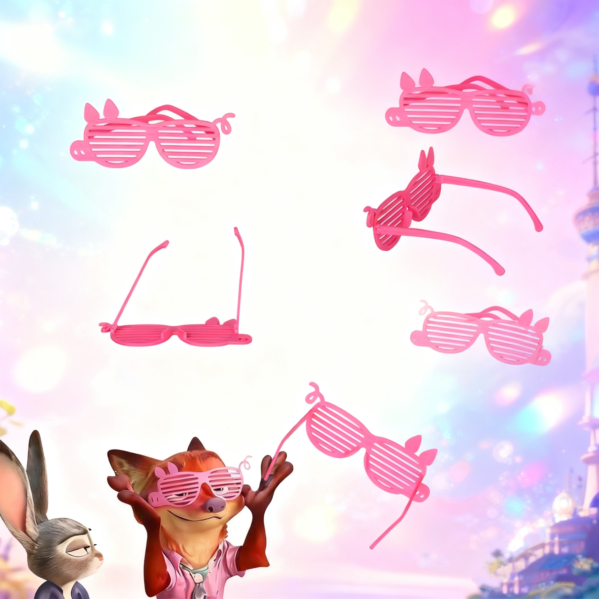 疯狂动物城2粉色3d打印眼镜