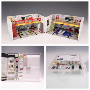 MotorHelix 1:64 修车房场景 搭配汽车模型 马力机置物架等配件