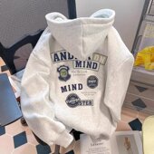 痞帅男装 宽松百搭休闲加绒美式 外套潮 春秋薄款 连帽卫衣男2025新款