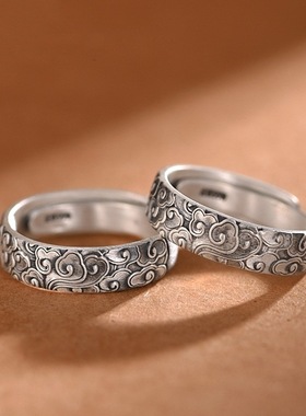 复古风做旧开口调节男款戒指环