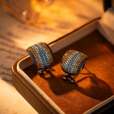 枪黑彩虹c形圈耳环小众设计