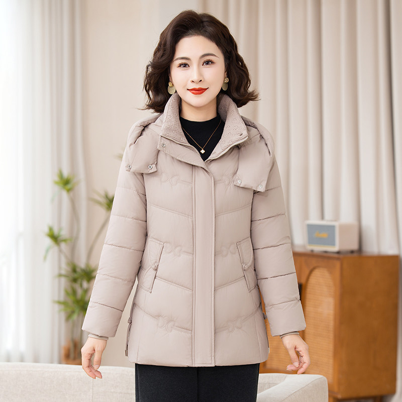 年轻妈妈冬装棉衣中长款加厚棉服女加肥加大码洋气中老年棉袄外套