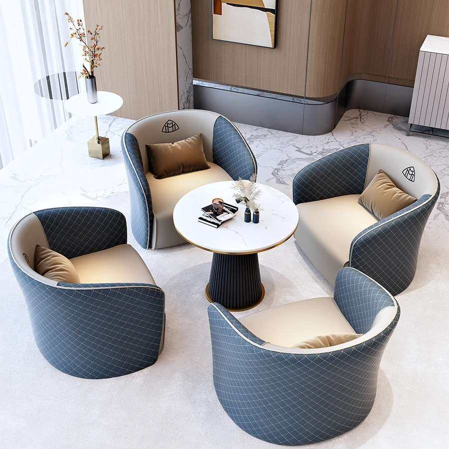 简约现代洽谈桌椅组合办公室酒店售楼处休息区接待会客单人沙发椅