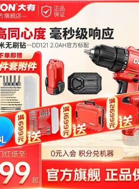 大有DD121锂电无刷12V手电钻充电起子机多功能无线装修家具调速