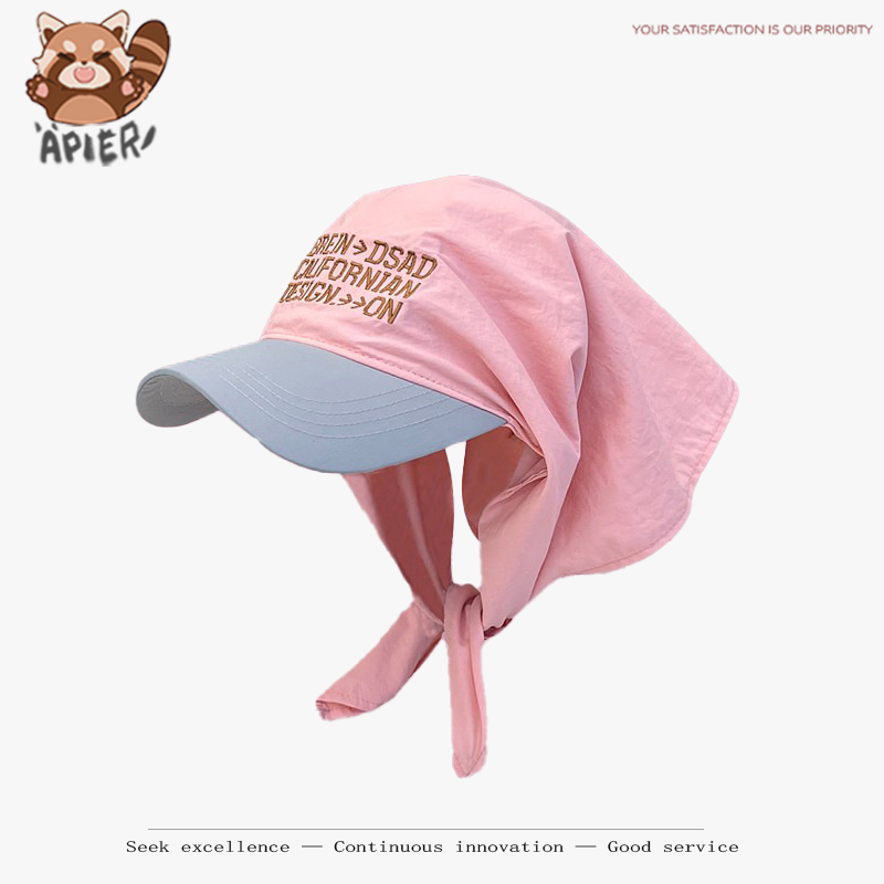 Apier个性拼色头巾绑带鸭舌帽子女夏季遮阳百搭字母刺绣防晒帽