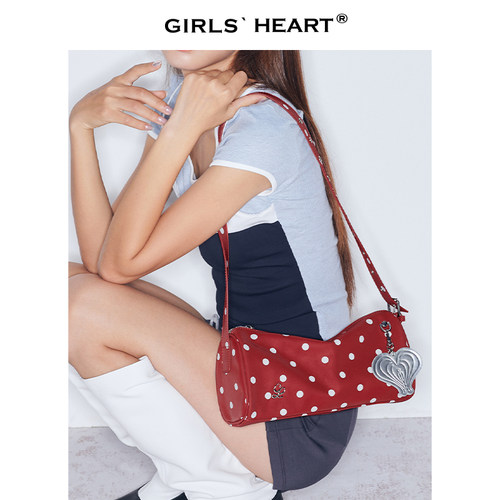 少女心球 波点软圆筒 百搭轻便小众设计韩系斜挎手提腋下包