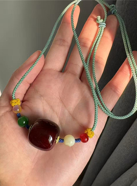 天赐正宗西藏牦牛角桶珠锁骨链女圆珠吊坠转运珠可调节礼物男文玩