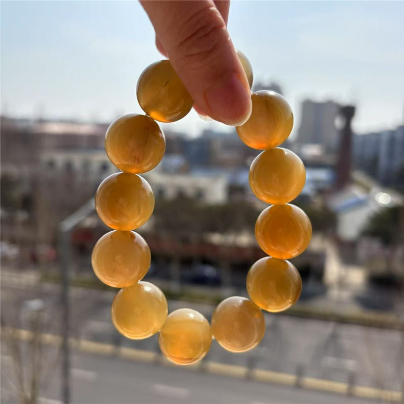 天然羊角手链圆珠文玩手串男带血丝保真高档念珠佛珠盘玩送礼物女
