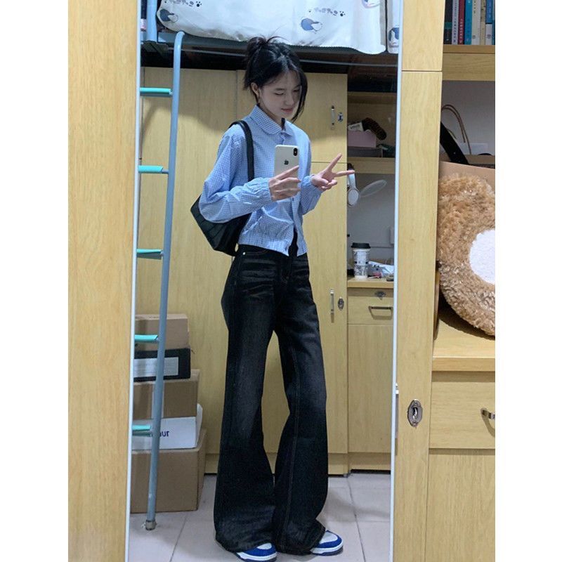 美式高街vibe微喇牛仔裤女秋牛仔裤