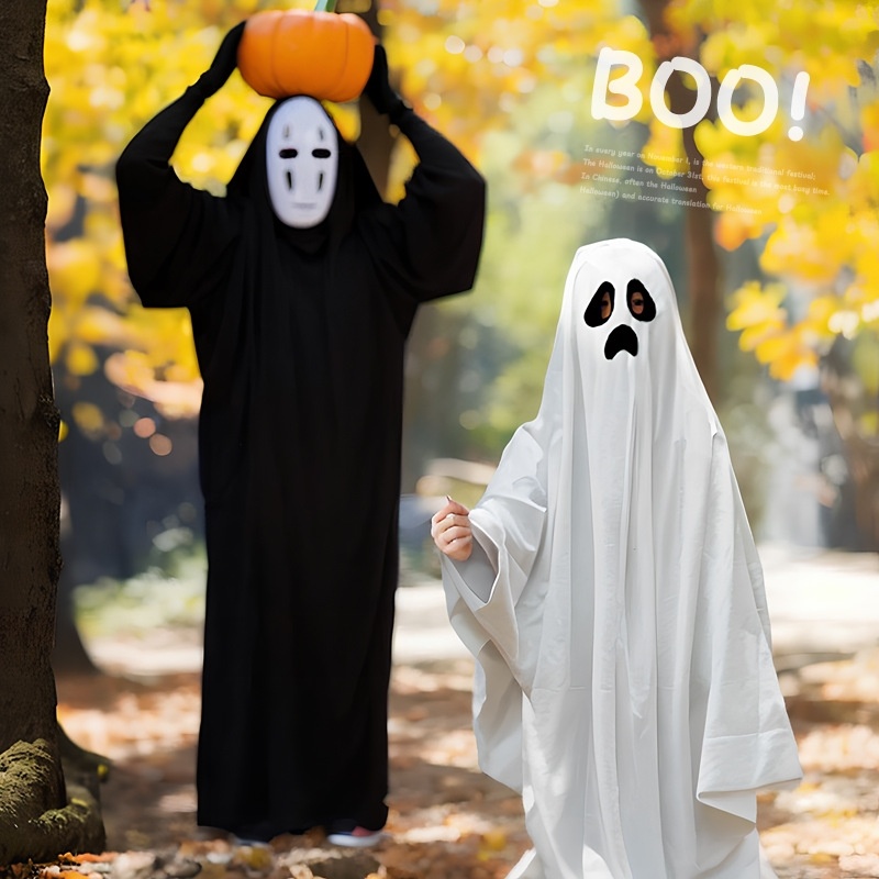 万圣节儿童服装亲子装扮衣服幽灵大人斗篷无脸男cos服饰道具