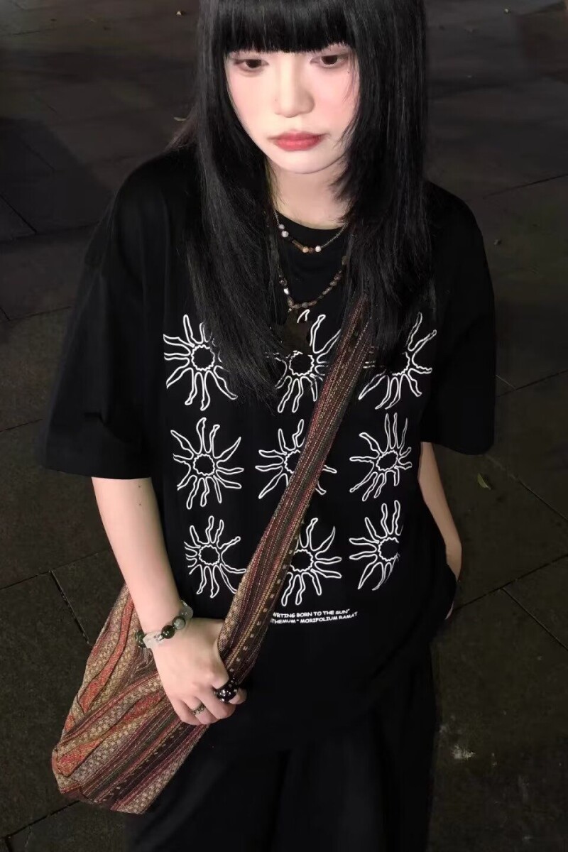 夏季短袖T恤女宽松美式潮牌半袖上衣513DX3781P38,男装T恤,星座513