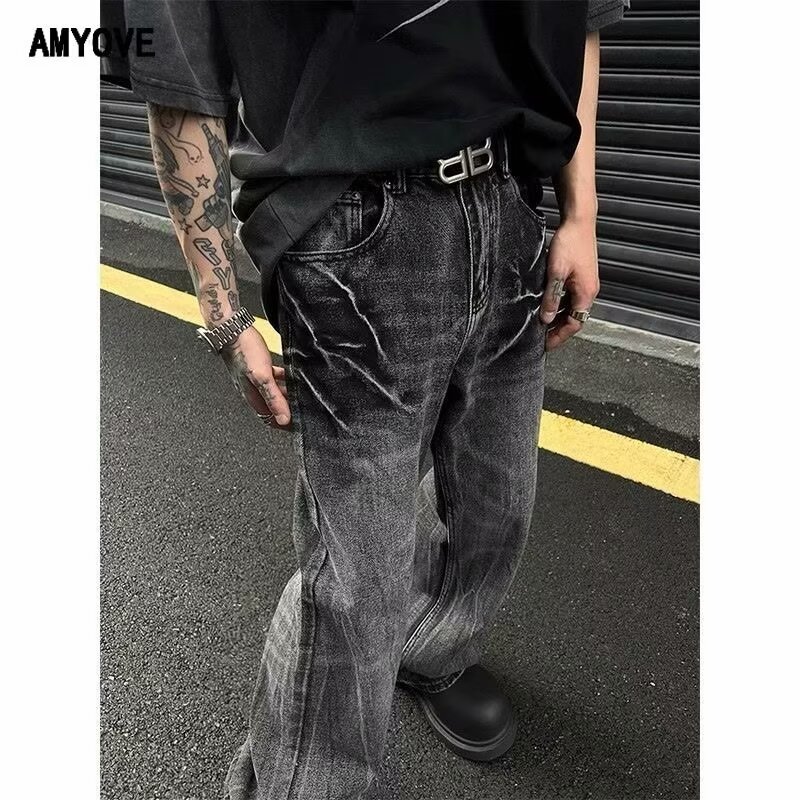 复古白色泼墨扎染高街口袋显瘦宽松牛仔裤男工装裤513CK236P37,男装牛仔裤,星座513