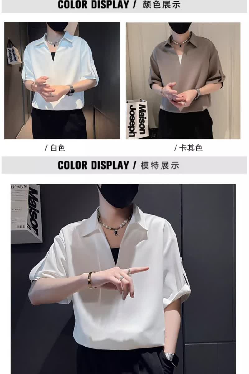简约休闲新款短袖撞色POLO衫男慵懒宽松百搭复古513PL062P27,男装Polo衫,星座513