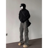 美式工装牛仔裤设计感多口袋复古长裤男女同款炸街513CK307P52，男装牛仔裤，星座513