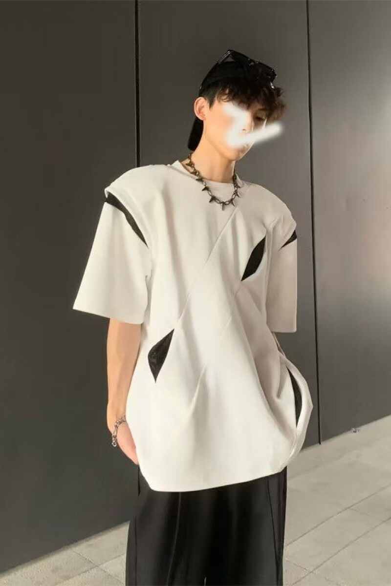 夏季垫肩t恤男分割解构美式短袖潮牌小领口513DT1672P32,女装T恤,星座513