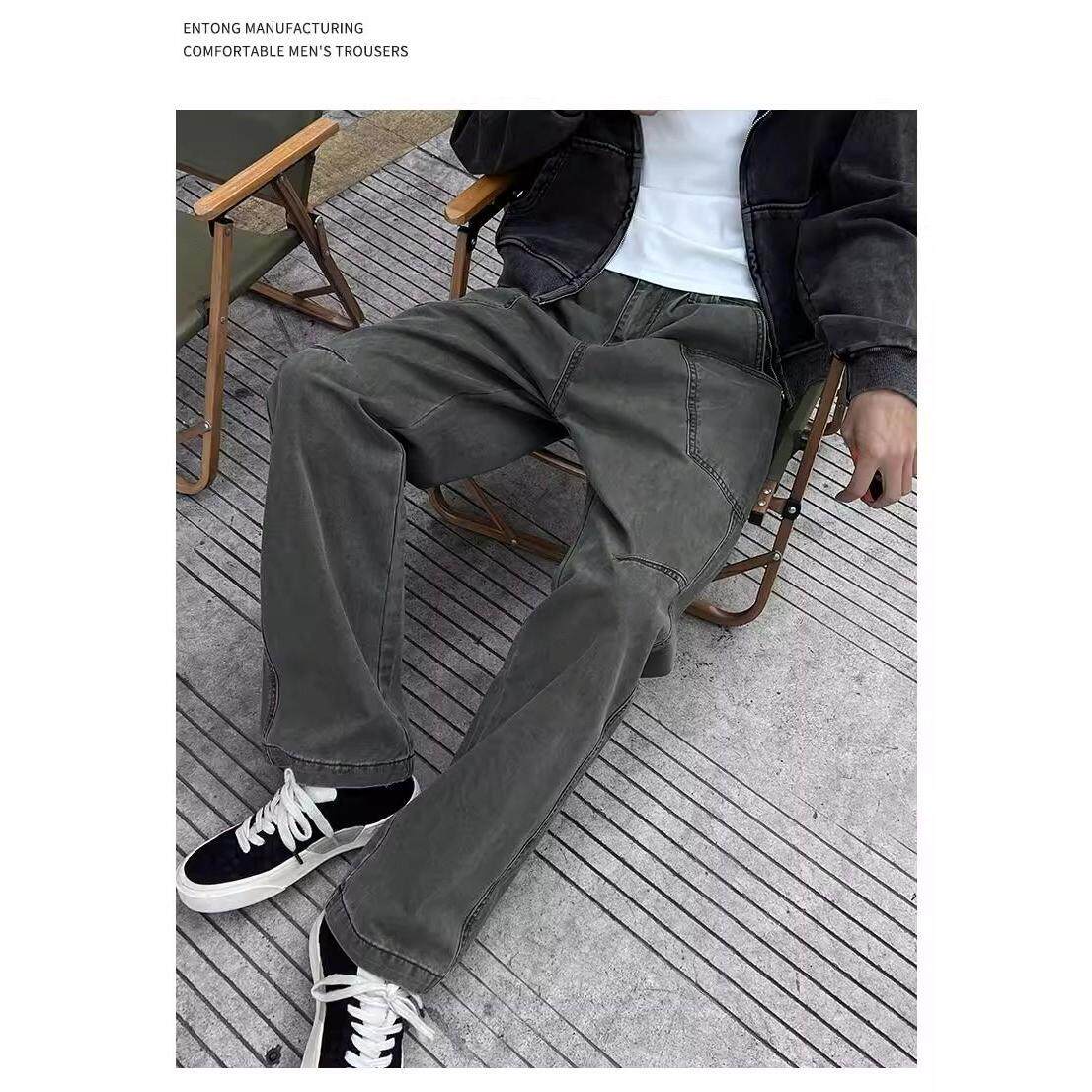 复古工装裤男直筒弯刀裤夏季薄款潮日系宽松休闲长裤513CK1704P49,女装休闲裤,星座513