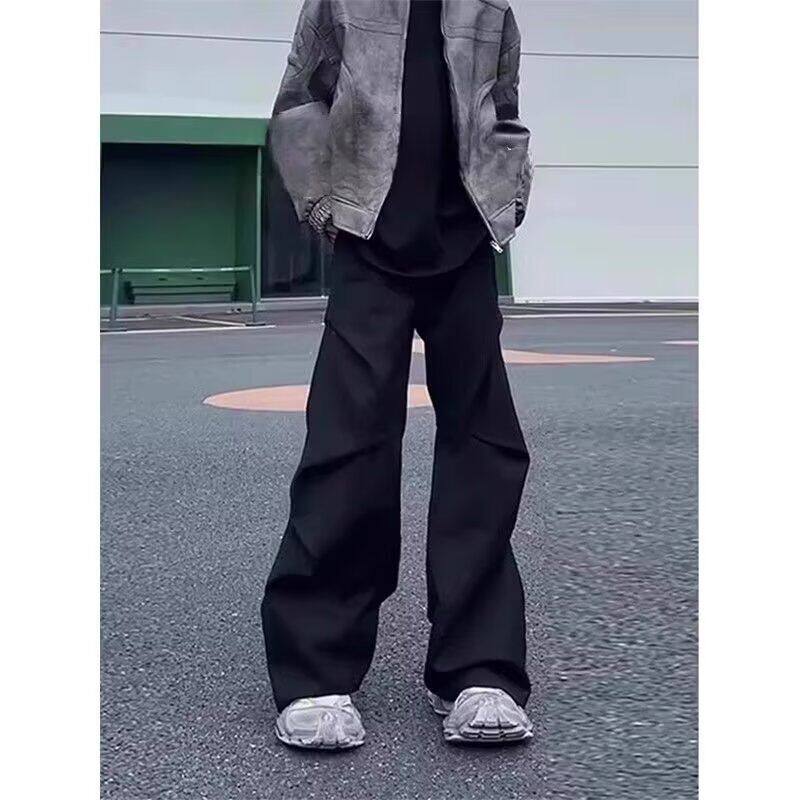 美式微喇弯刀西裤男春夏季潮牌修身显瘦垂感cleanfit阔腿休闲裤子，男装休闲裤，星座513