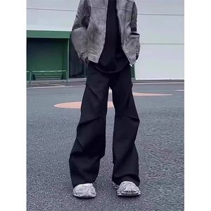 美式微喇弯刀西裤男春夏季潮牌修身显瘦垂感cleanfit阔腿休闲裤子,男装休闲裤,星座513