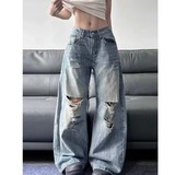 美式高街破洞水洗做旧弯刀牛仔裤男女宽松裤子潮513CK1020P50，男装牛仔裤，星座513