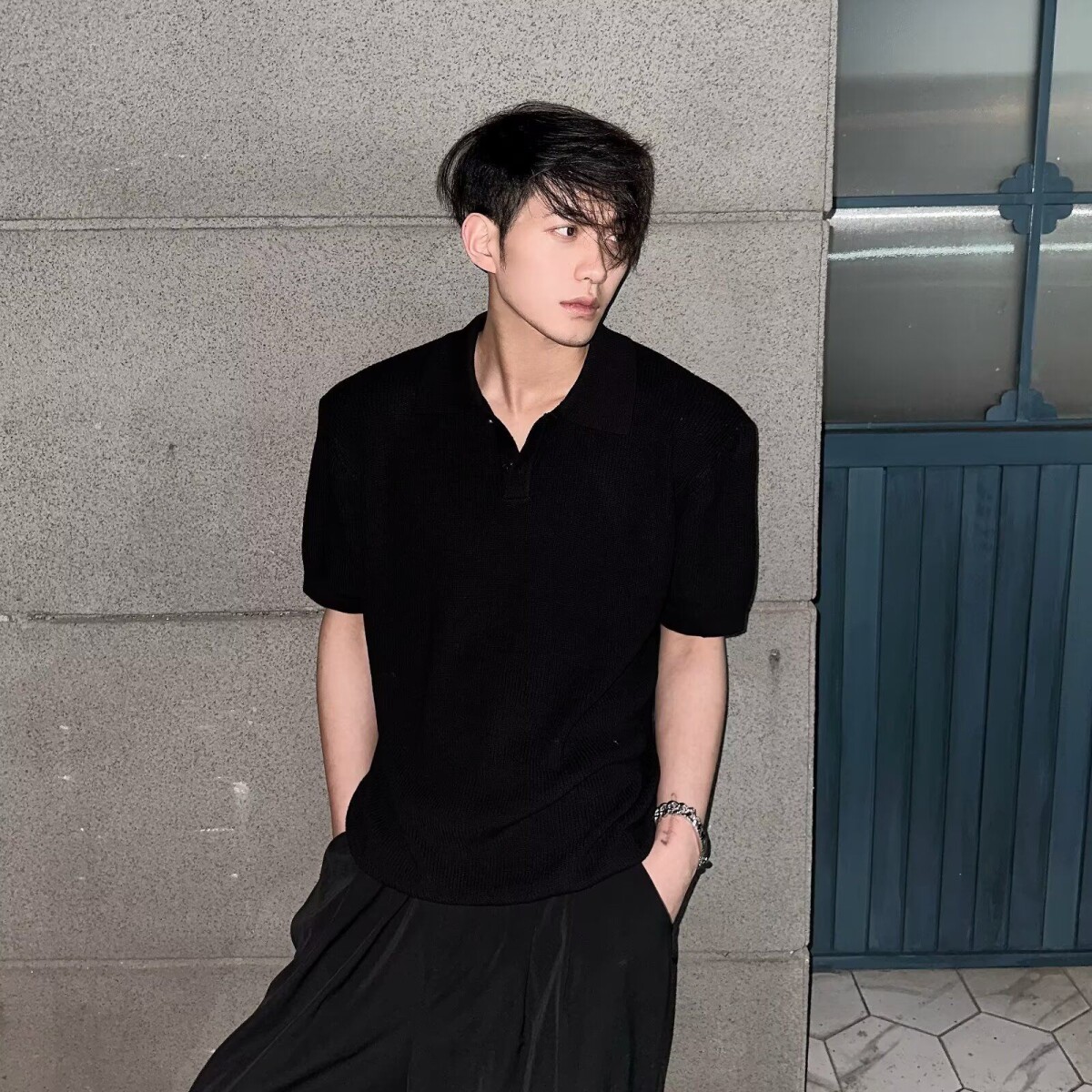 黑色Polo衫男v领上衣服夏季薄款透气短袖t恤男513DX555P48,男装T恤,星座513